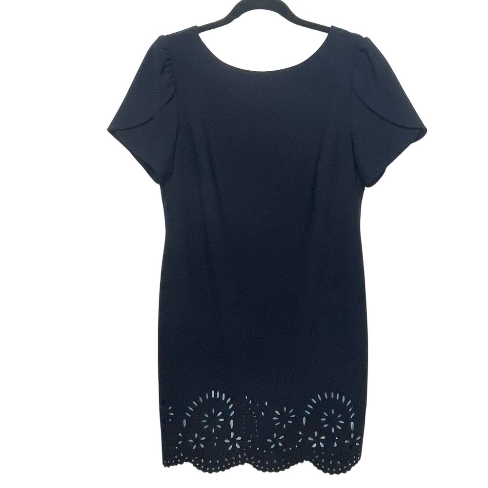 Jessica Howard Short Sleeve Scalloped Hem Cutout Mini Dress Navy Blue‎ Women's L